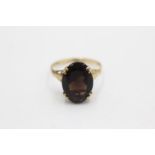 9ct gold vintage smoky quartz cocktail ring (2.2g) Size N