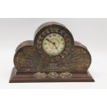 Vintage Continental .925 SILVER Fronted Walnut MANTEL CLOCK Hand-Wind WORKING Vintage Continental .