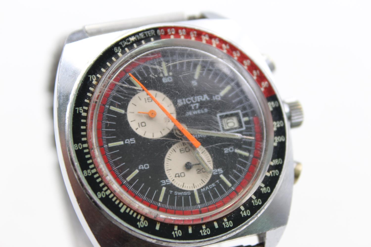 Vintage Gents SICURA Chrono Divers Style WRISTWATCH Handwind WORKING Vintage Gents SICURA Chrono - Image 5 of 5