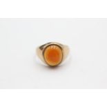 9ct gold vintage agate signet ring (4g) Size N