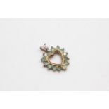 9ct gold emerald & diamond heart pendant (1.6g)