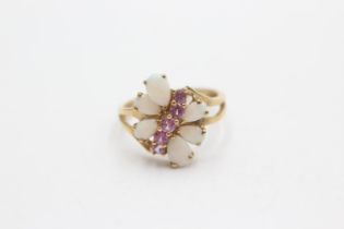 9ct gold opal & pink sapphire butterfly ring (2.4g) Size M