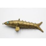 Antique / Vintage Brass Articulated Fish TRINKET BOX Made In Hong Kong (36g) Length - 12.2cm In