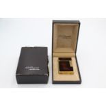 S.T.DUPONT Gold Plate & Brown Lacquer Cigarette Lighter In Original Box - 84JUU8 UNTESTED In