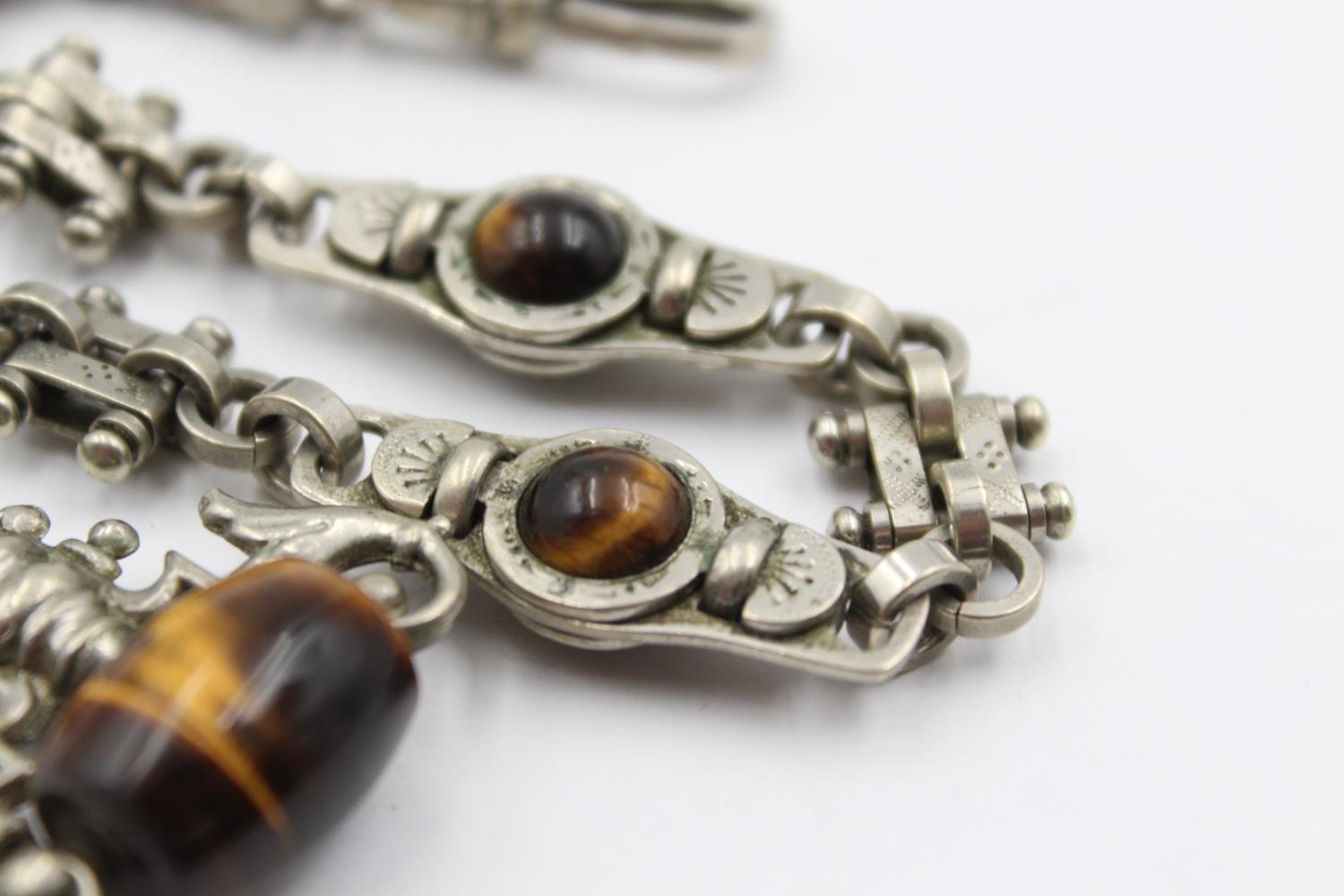 Antique Watch Chain With Tiger's Eye Detail (44g) - Image 4 of 5