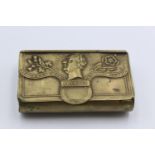 Antique Commemorative BRASS Snuff Box w/ William IV Ascension to the Throne Dimensions - 4cm(h) x