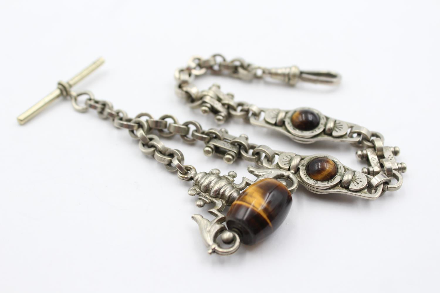 Antique Watch Chain With Tiger's Eye Detail (44g)