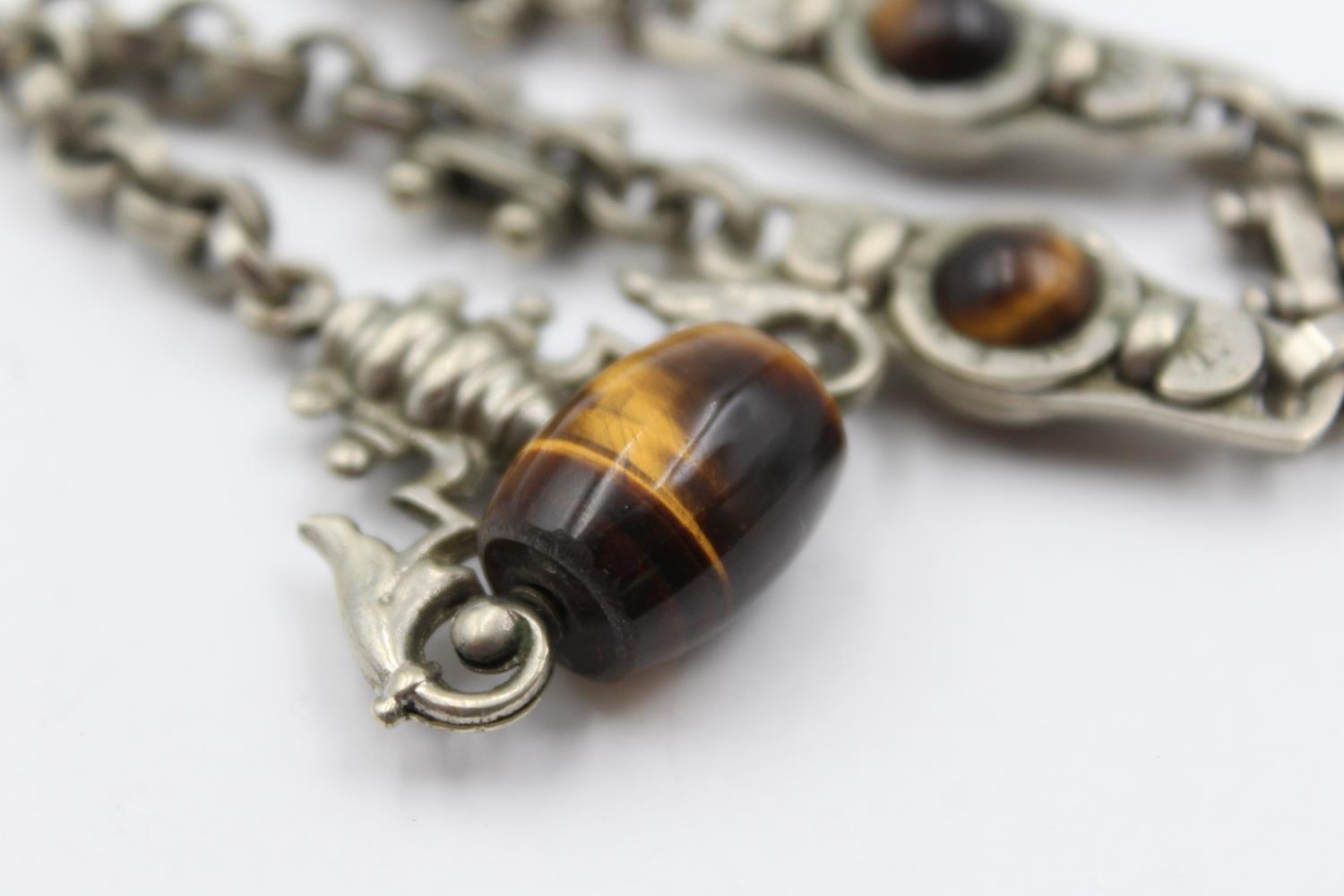 Antique Watch Chain With Tiger's Eye Detail (44g) - Image 3 of 5