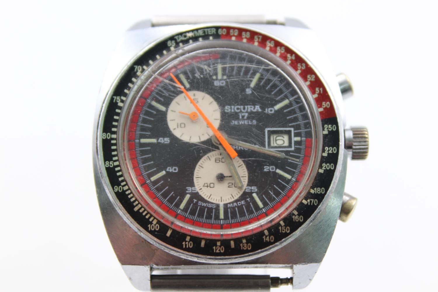 Vintage Gents SICURA Chrono Divers Style WRISTWATCH Handwind WORKING Vintage Gents SICURA Chrono - Image 2 of 5