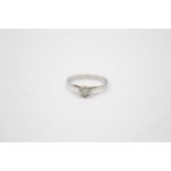 9ct white gold diamond solitaire ring (1.7g) Size K