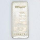 Certified METALOR 1kg silver bar 999 Switzerland with paperwork