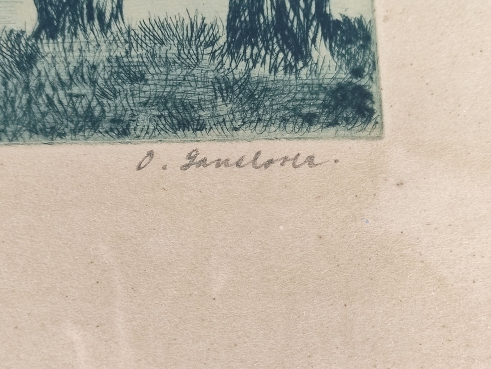 Gansloser, Oskar (1881 Pforzheim -1945 Konstanz) "Weiden am Bodensee", links unten in der Platte si - Bild 3 aus 4