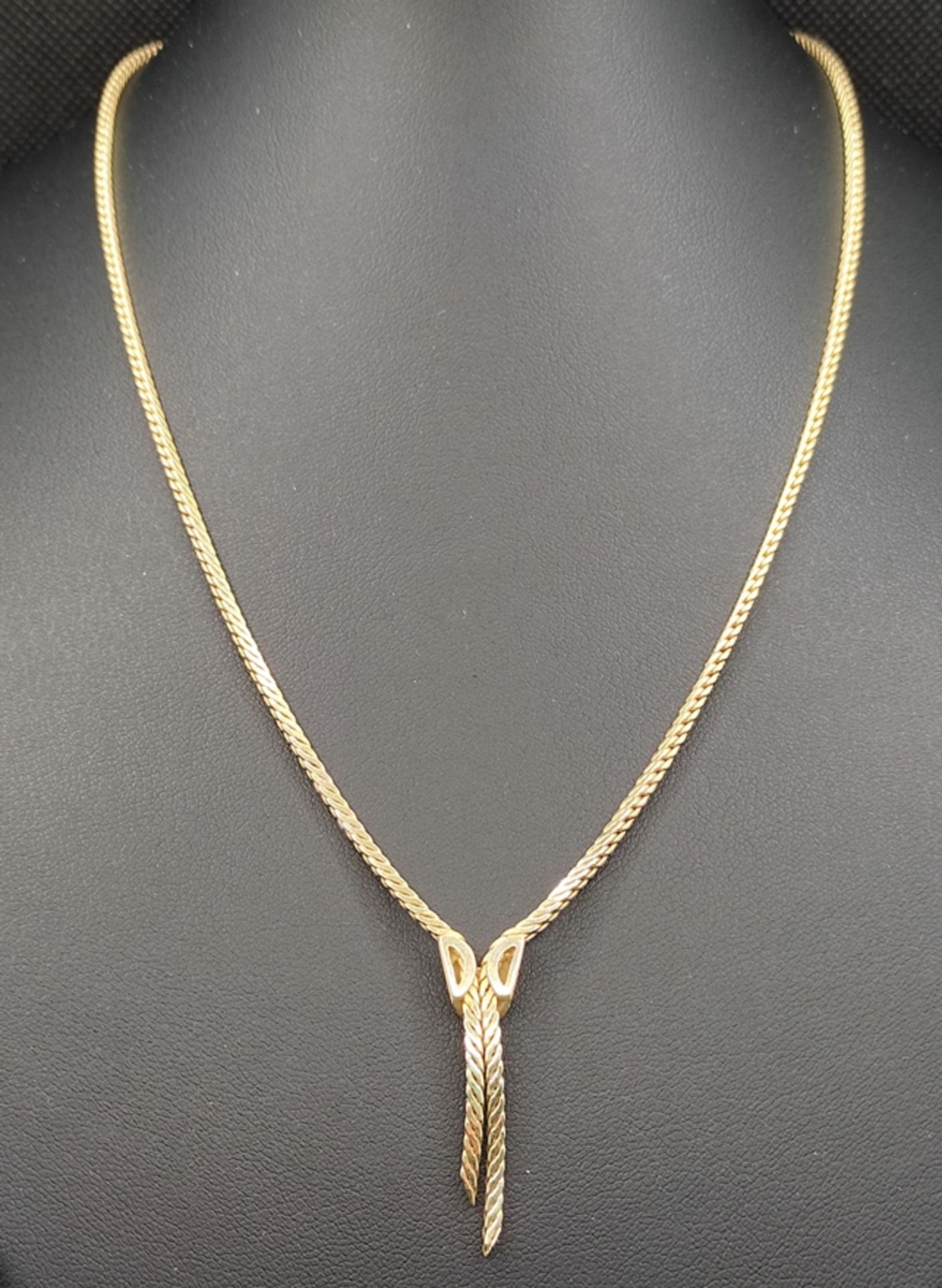 Goldschmiede-Collier, zwei Kettenstränge am Ende zusammengefasst, Steckschließe mit Sicherheitsacht - Bild 2 aus 4