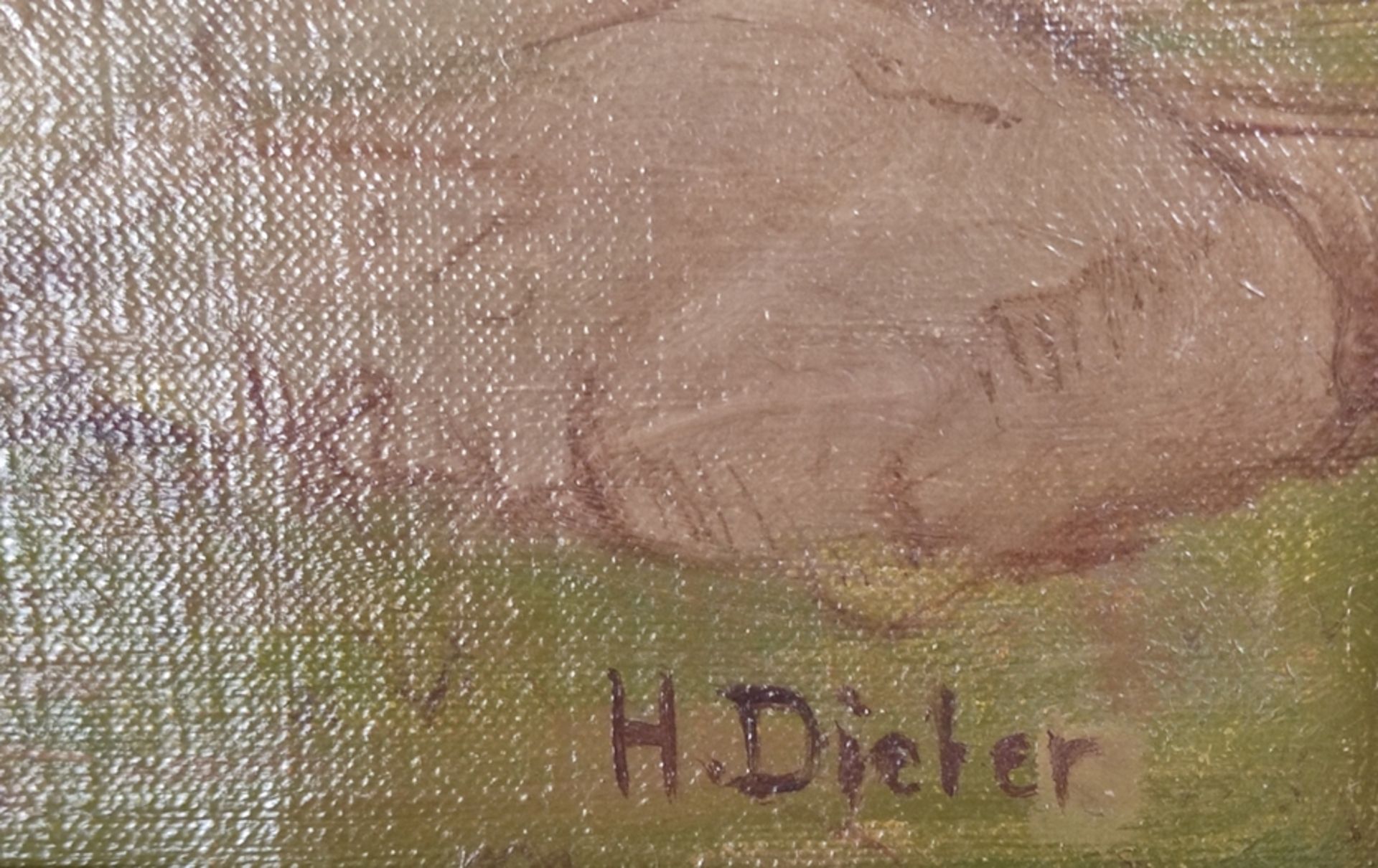 Dieter, Hans (1881 Mannheim-1968 Tuttlingen) "Danube Valley", with man and horse in summer landscap - Image 3 of 5