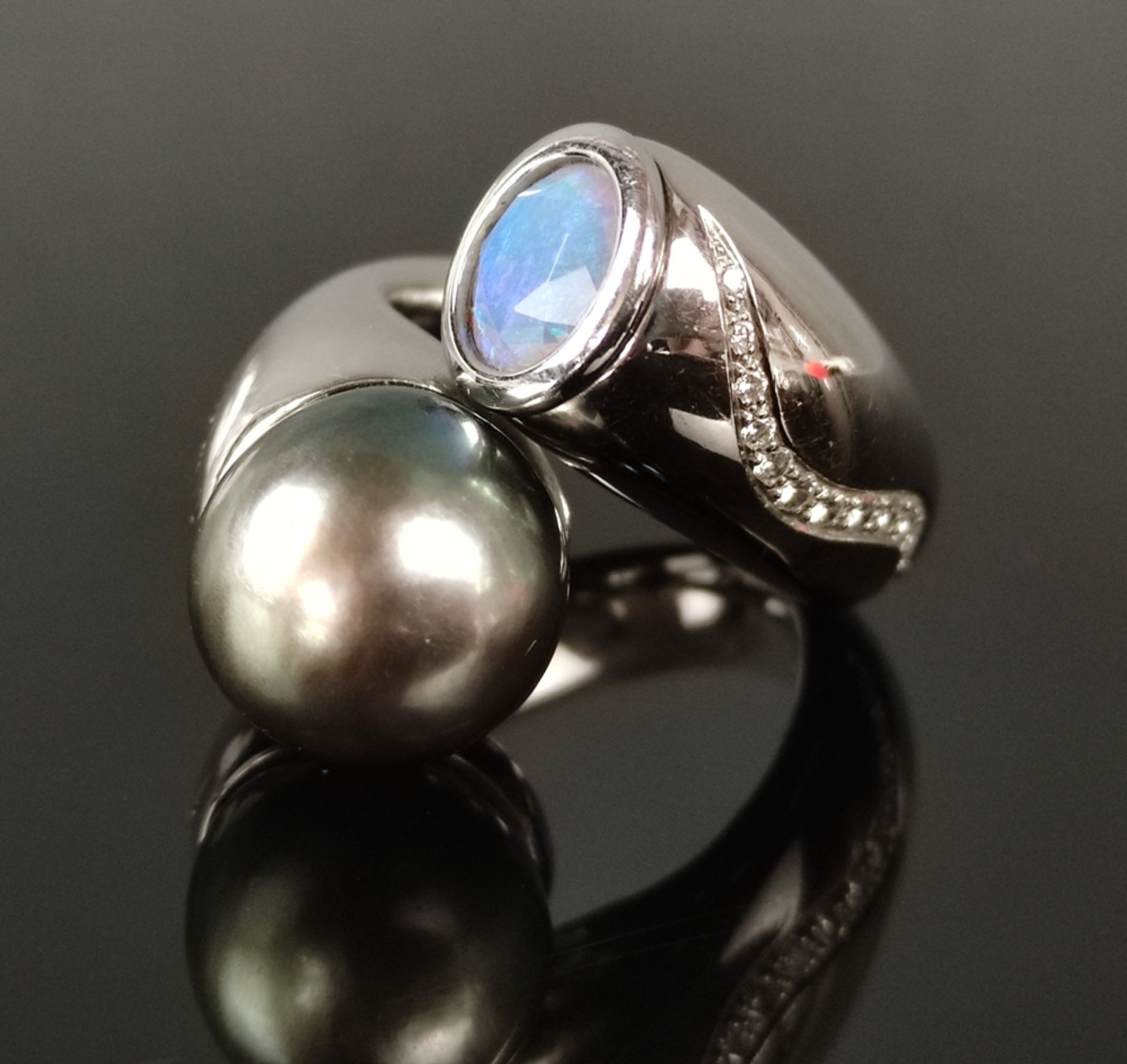 Ausgefallener Designer-Ring, ein Ende mit großer Perle, Durchmesser ca. 13,2mm und das andere mit f - Bild 3 aus 4