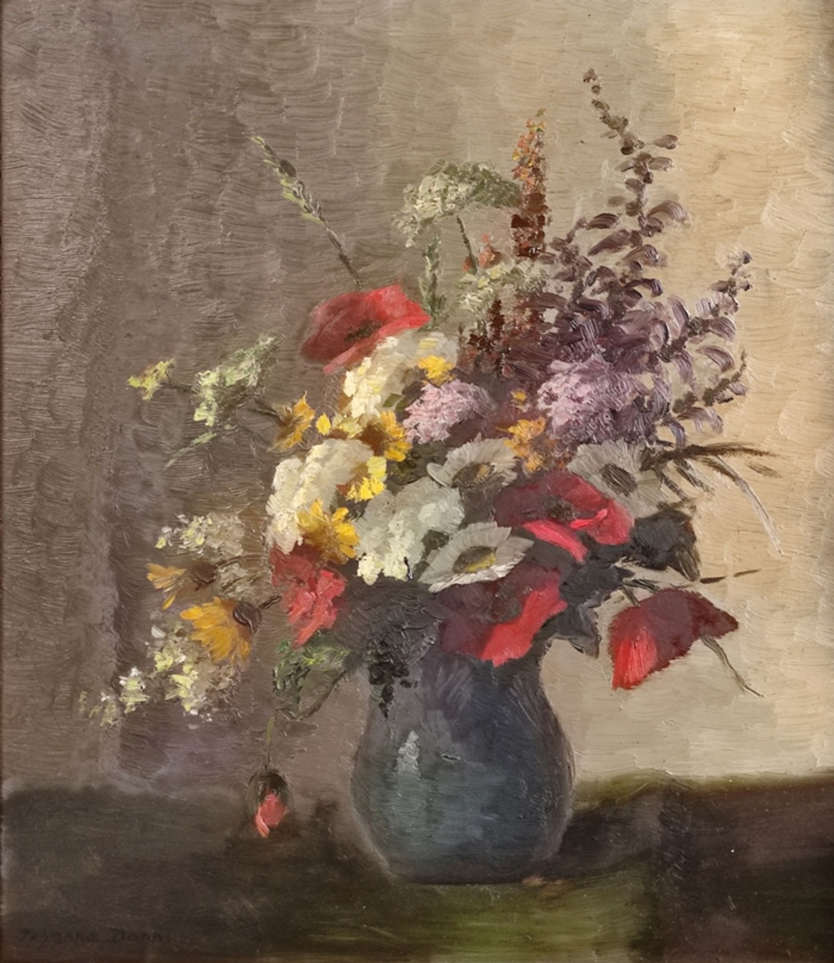 Dann, Johanna (1878 Fürfeld - 1986 Stuttgart) "Floral Still Life", with corn poppy, signed lower le