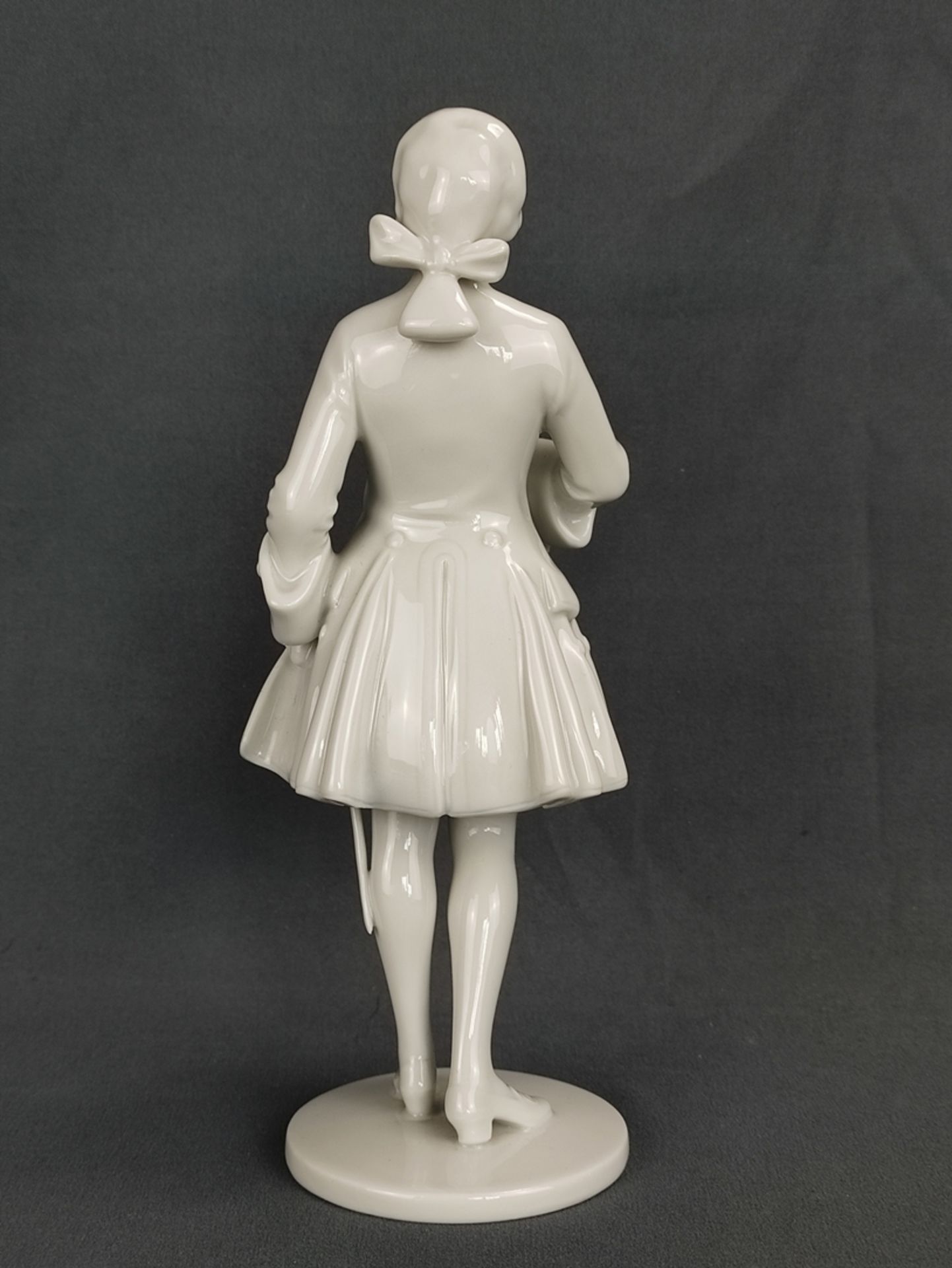 Cavalier, standing on disc stand with rose in hand, white porcelain, Augarten Vienna, embossed mark - Image 3 of 5