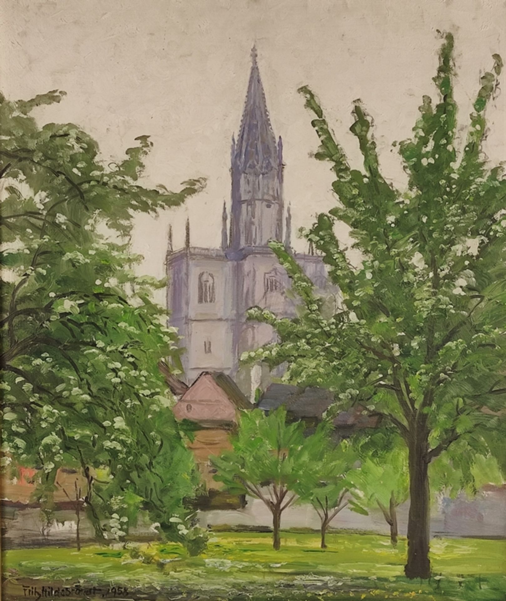 Hildebrandt, Fritz (1878 Quedlinburg - 1970 Konstanz) "Blick auf Konstanzer Münster", im Frühling v