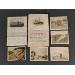 Union Line, Brief eines Reisenden der Union Line Wellington - Sydney, 1911, anbei fünf Fotos des Re