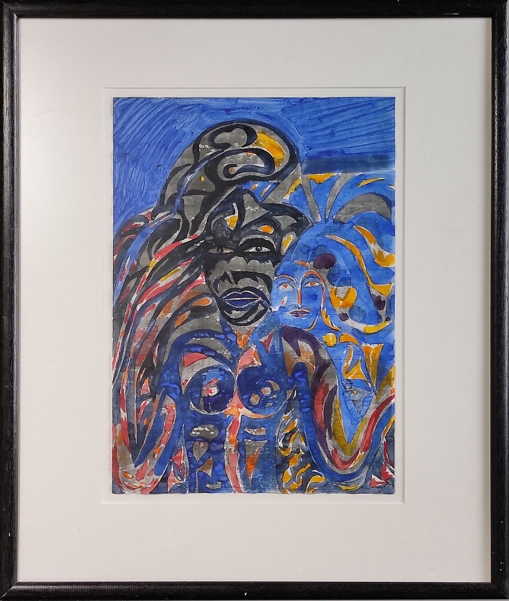 Glöckler, Wolfgang (1941 Constance - 2020 Rupt- sur- Moselle) "Untitled", abstracted figure on blue - Image 2 of 2