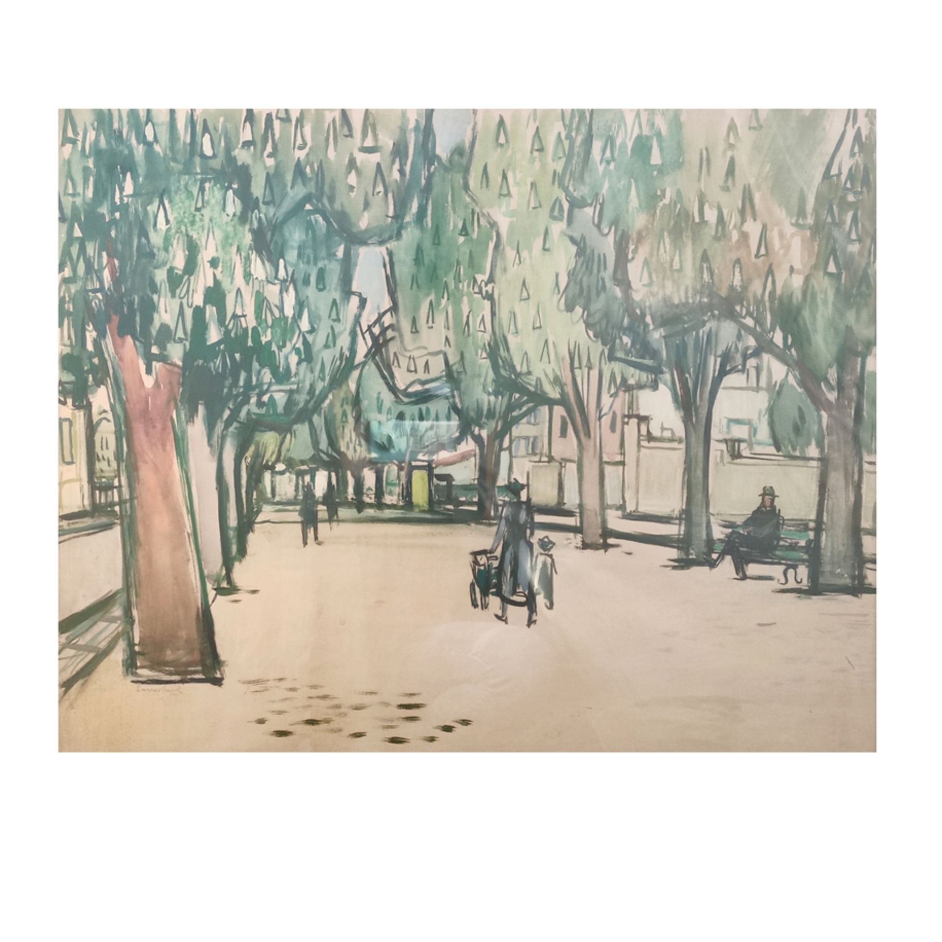 Sauerbruch, Hans (1910 Marburg - 1996 Constance) "Constance Arbor", with lush green trees and strol