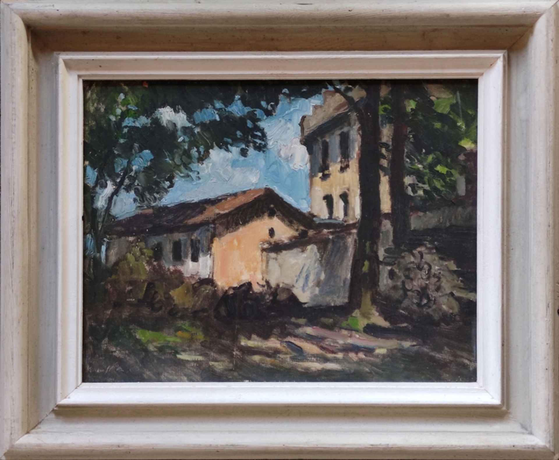 Herburger, Julius (1900-1973 Ravensburg) zugeschrieben "Veitsburg" in Ravensburg, Öl auf Malkarton, - Bild 2 aus 3