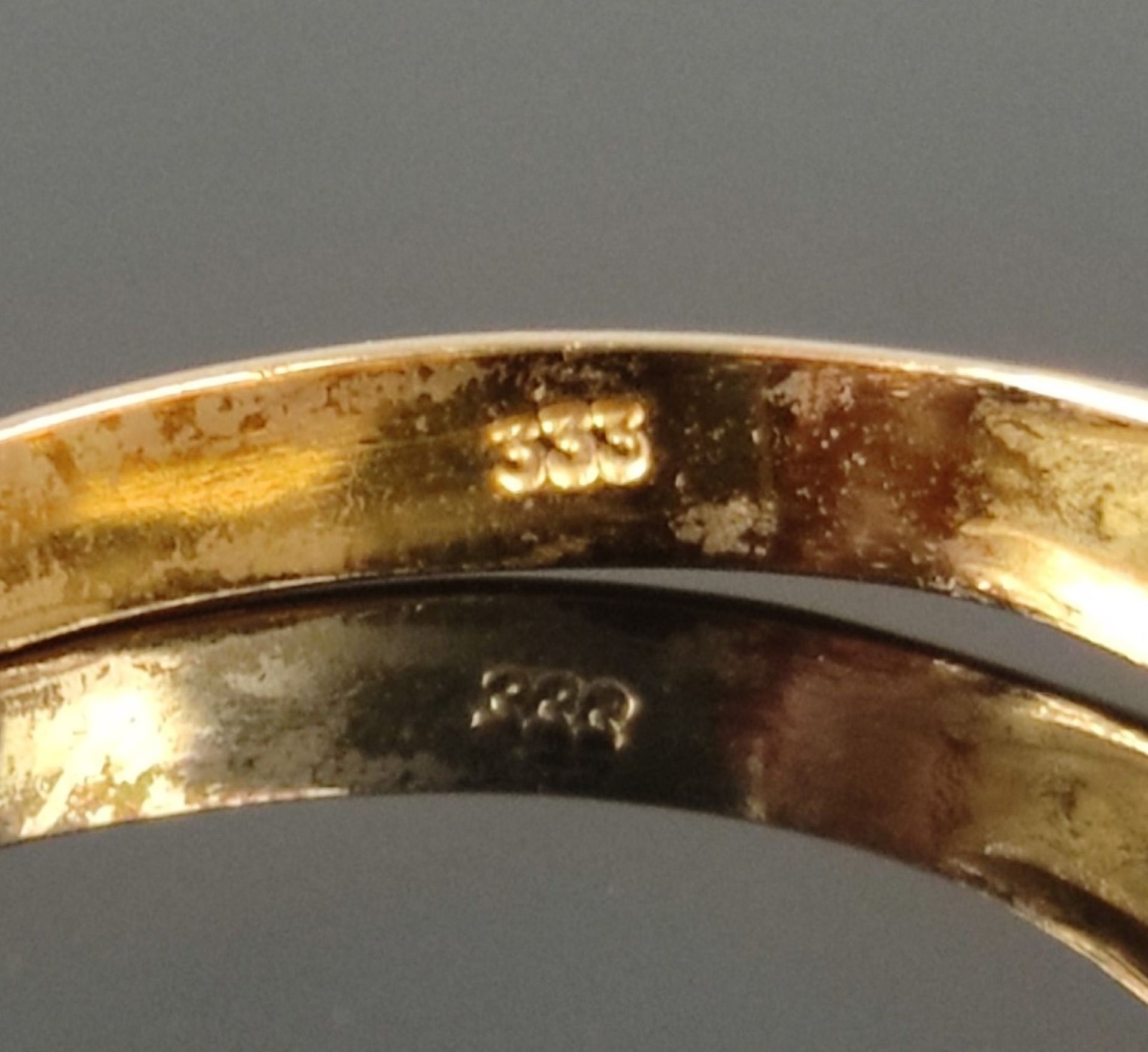 Diamant-Ring, Ringkopf besetzt mit 7 facettierten Diamanten (geprüft), W, VSI-SI, zusammen um 0,14c - Bild 3 aus 3