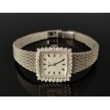 Armbanduhr, Sarcar Geneve / Genf, rechteckiges Gehäuse, 21,4x21,4mm, Lünette besetzt mit 31 Brillan