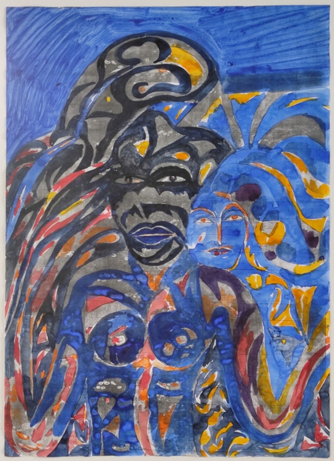 Glöckler, Wolfgang (1941 Constance - 2020 Rupt- sur- Moselle) "Untitled", abstracted figure on blue