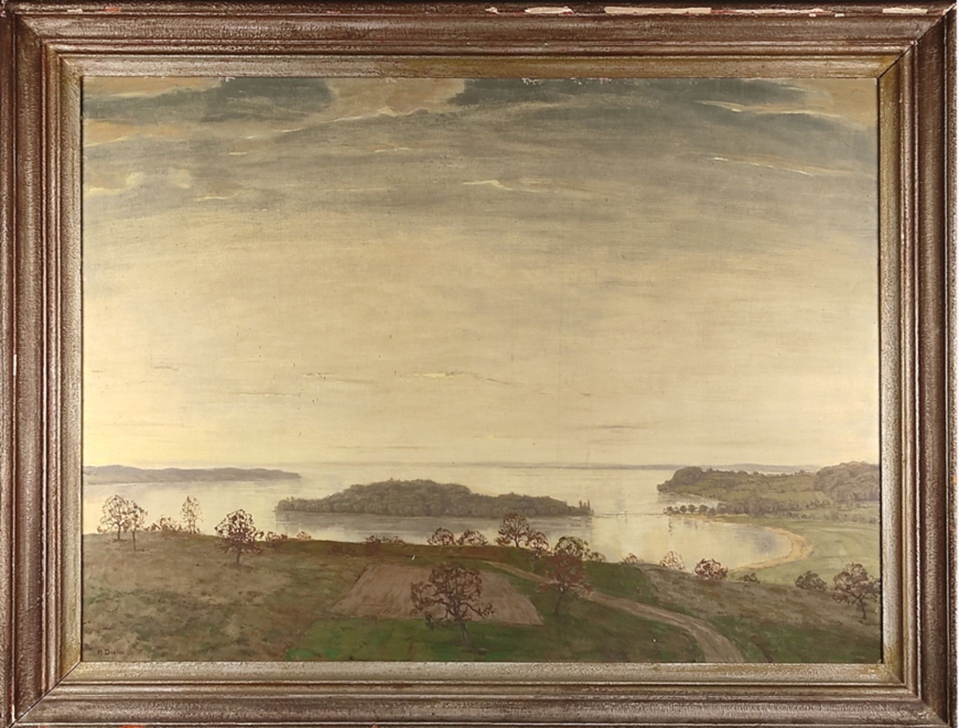 Dieter, Hans (1881 Mannheim-1968 Tuttlingen) "Blick auf die Mainau", Öl auf Platte, rechts unten si - Bild 2 aus 4