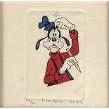 Walt Disney, "Goofy", signiert Sowa + Reiser, Ex. 214/500, Farbradierung, 8,8x6cm (Abbildung), 14x1