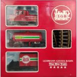 LGB Zugpackung "The big train", Lok, zwei Wagen, Trafo, sieben Schienenteile, 3 Figuren anbei, in O