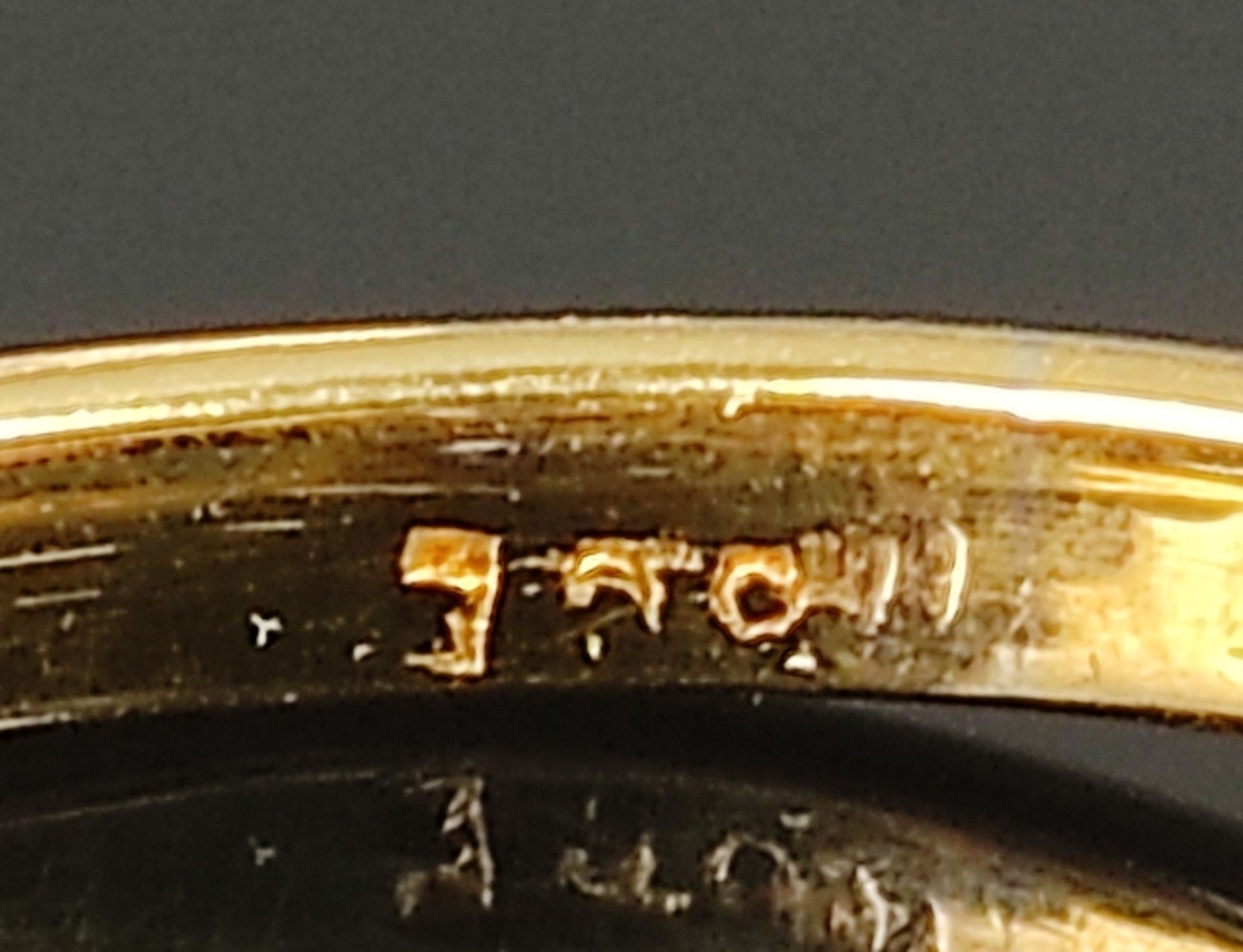 Antiker Ring, mittig blauer Schmuckstein, umrundet von 10 kleinen Diamanten, 750/18K Gelbgold (gete - Bild 3 aus 3