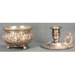 Zwei Silber-Objekte, bestehend aus einem Darmol Leuchter, Silber 800, Ägypten, 68g, Höhe 5,5 cm und