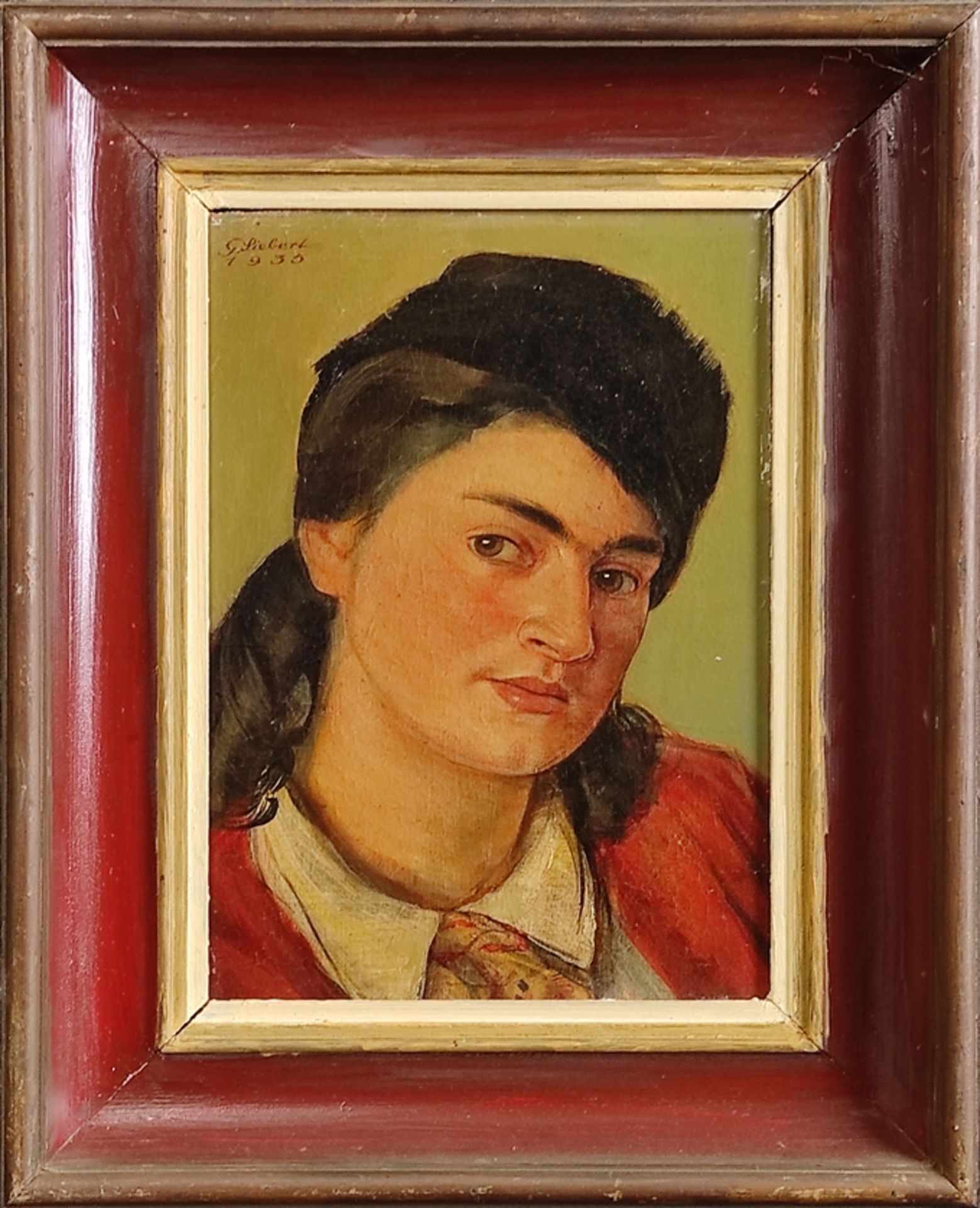 Siebert, Georg (1896 Dresden - 1984 Cologne) "Rosi", lady with cap, signed upper left and dated 193 - Image 2 of 4