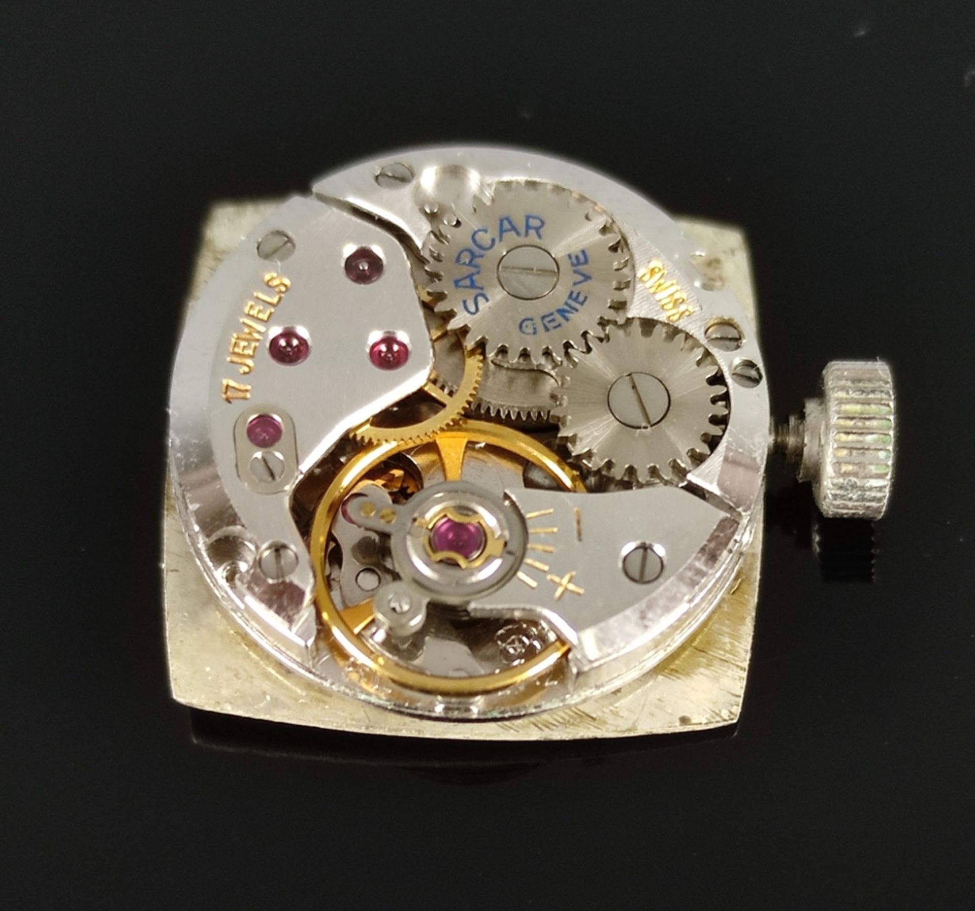 Armbanduhr, Sarcar Geneve / Genf, rechteckiges Gehäuse, 21,4x21,4mm, Lünette besetzt mit 31 Brillan - Bild 7 aus 8