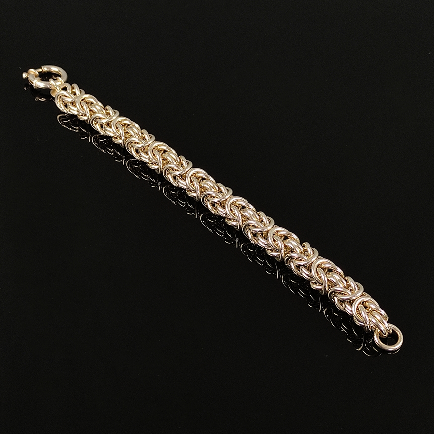 Design byzentine chain bracelet, sterling silver, 65.8g, ring clasp, handmade, length 19cm and widt