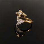 Delphin-Ring, 585/14K Gelbgold, 3,54g, besetzt mit Zirkonia, Ringgröße 60-62