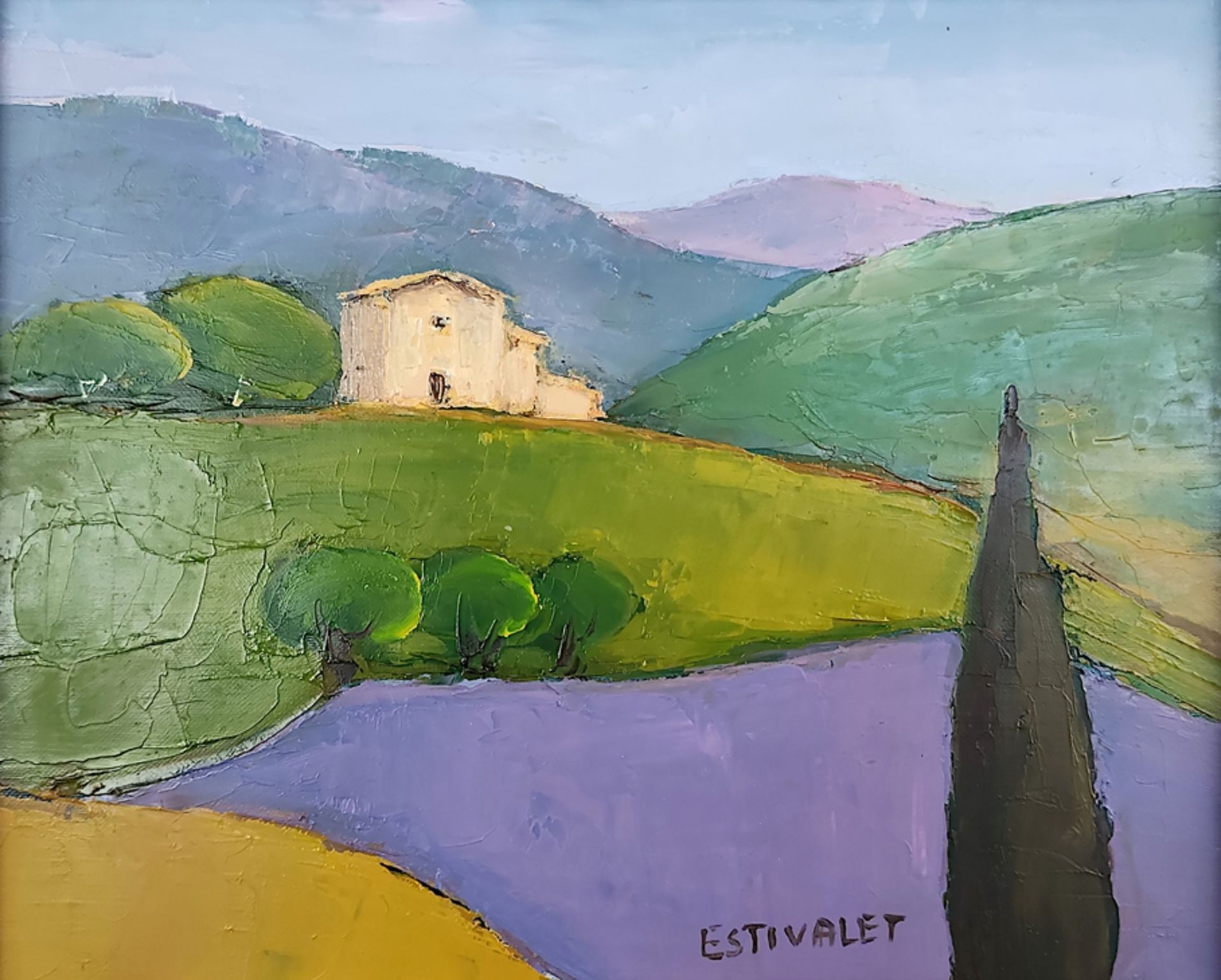 Estivalet, Elisabeth (1952 Polen/Frankreich) "Les Lavandes", Lavendelfeld in der typischen Hügellan