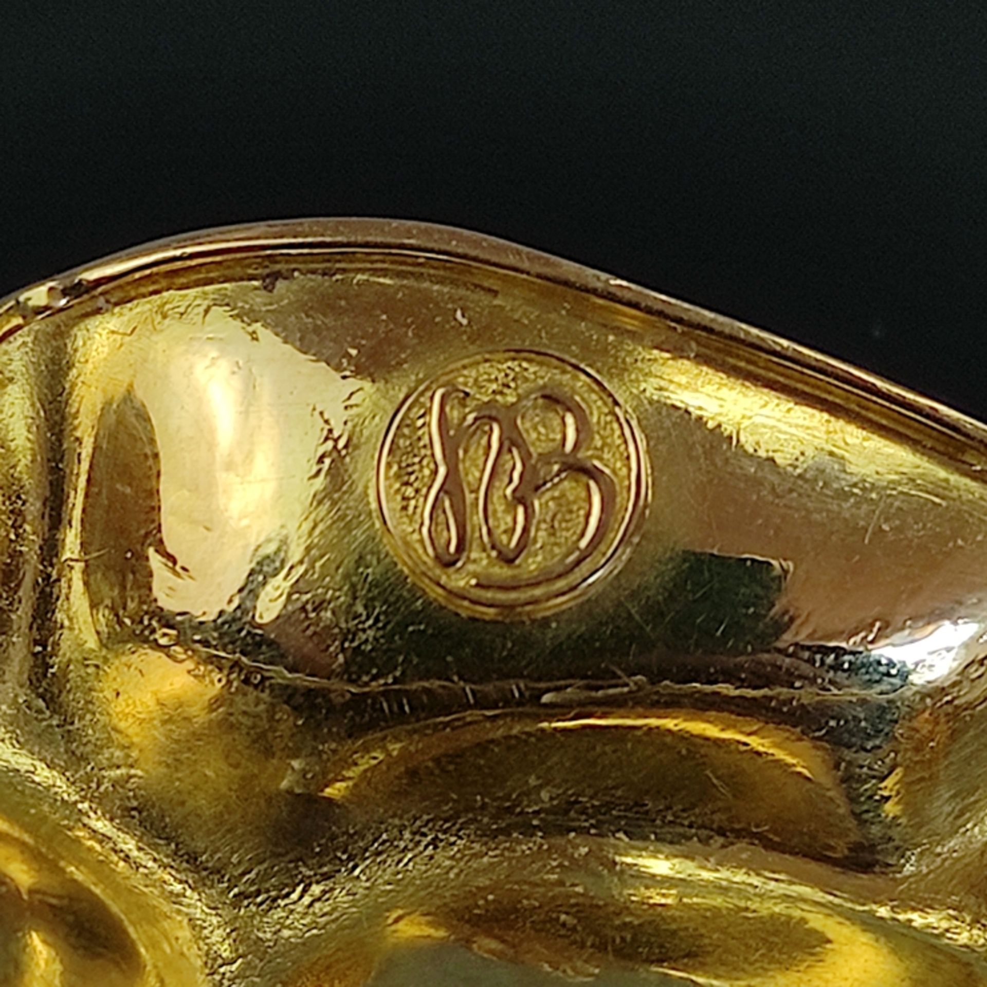 Design-Brosche /Anhänger, Sven Boltenstern, Wien, 750/18K Gelbgold, Wiener Feingehaltspunze Elefant - Bild 3 aus 3