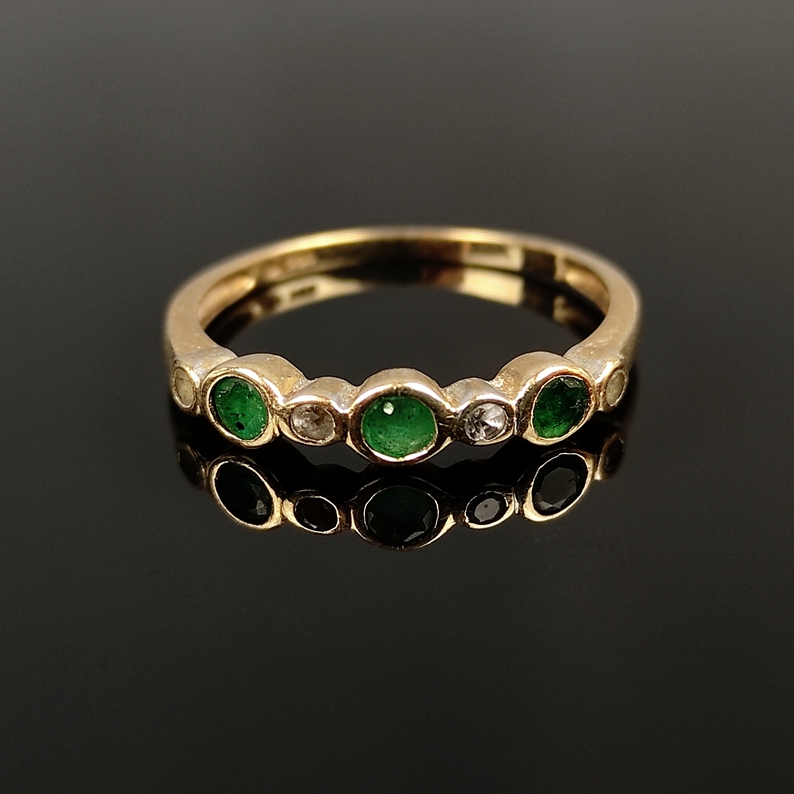 Emerald diamond ring, 585/14K yellow gold, 1.63g, ring size 56 - Image 2 of 3