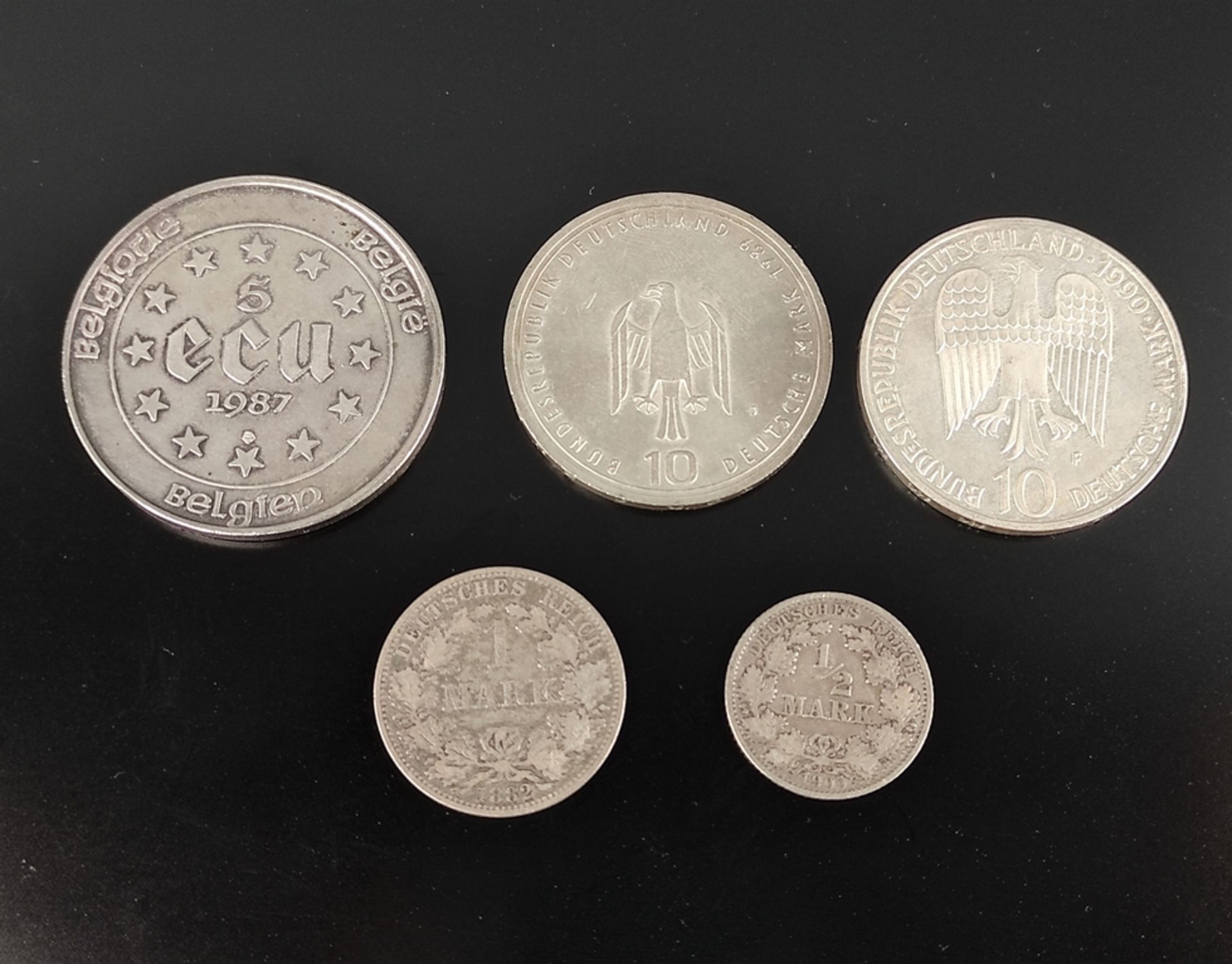 Konvolut Silbermünzen, 1x 5 ECU, Belgien 1987, Karl der Große, 1x 10 Mark Bundesrepublik Deutschlan - Bild 2 aus 6