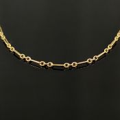 Halskette, 585/14K Gelbgold, 4,8g, im Wechsel drei kleine kreisförmige Elemente und ein O-förmiges,