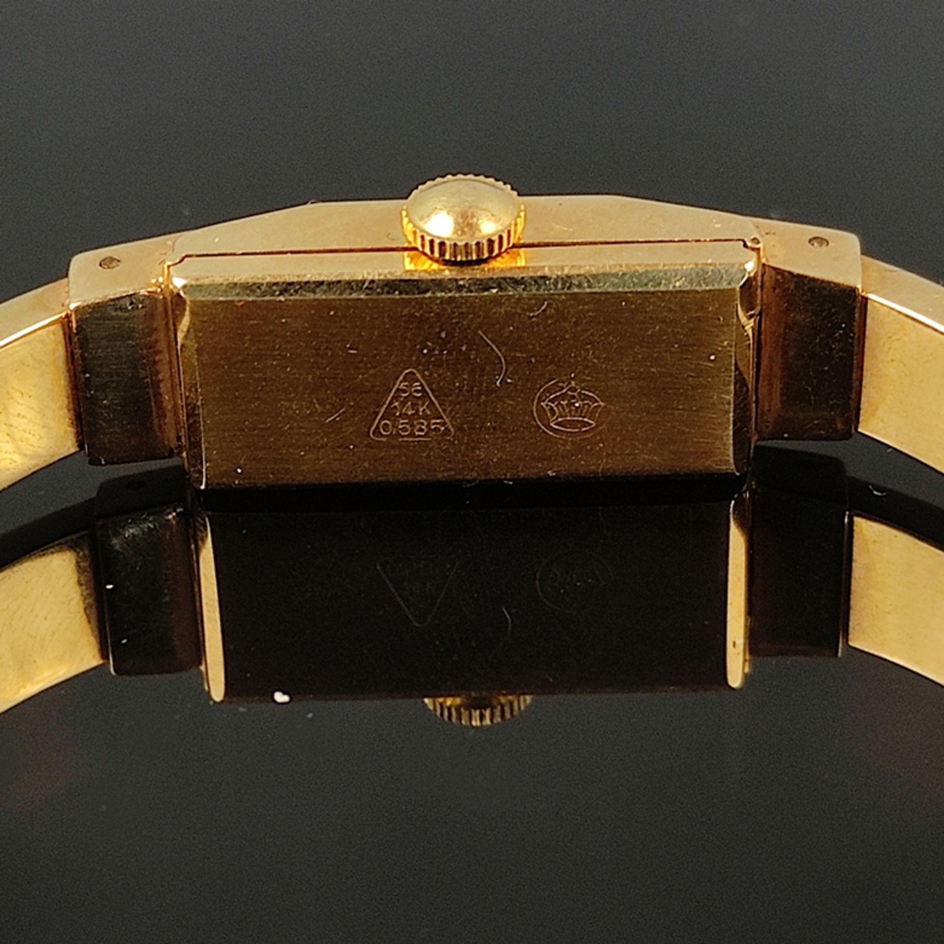 Armbanduhr als Armspange, Habmann, Vintage, 585/14K Gelbgold, Gesamtgewicht 17,16g, Ziffernblatt mi - Bild 2 aus 2