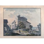 Ansicht Thurgau, "Schloss Bürglen", kolorierte Aquatinta, Johann Baptist Isenring aus: "Eine Sammlu