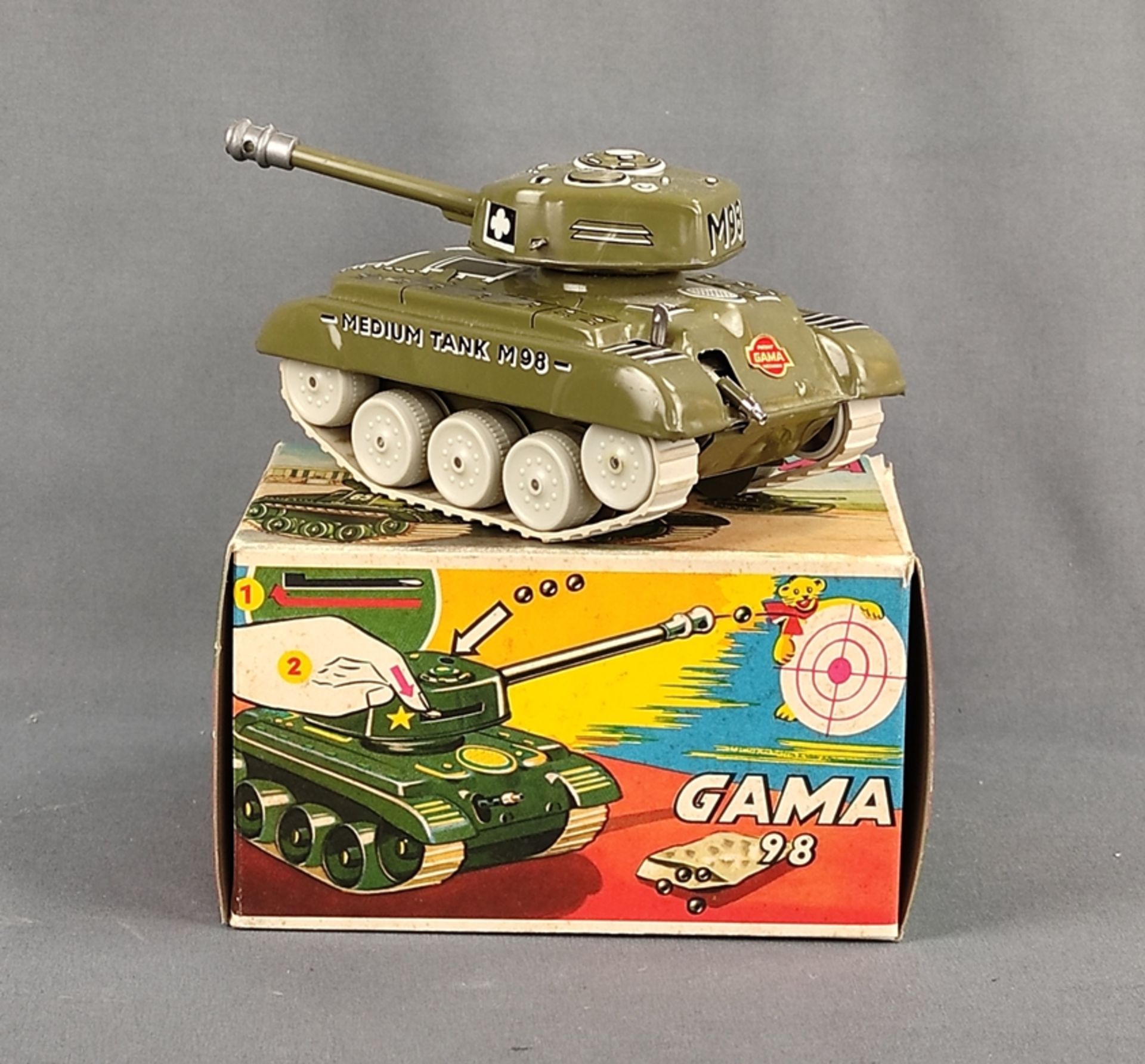 Gama, Medium Tank M98, in Originalkarton mit Schlüssel und Kugeln - Bild 2 aus 2