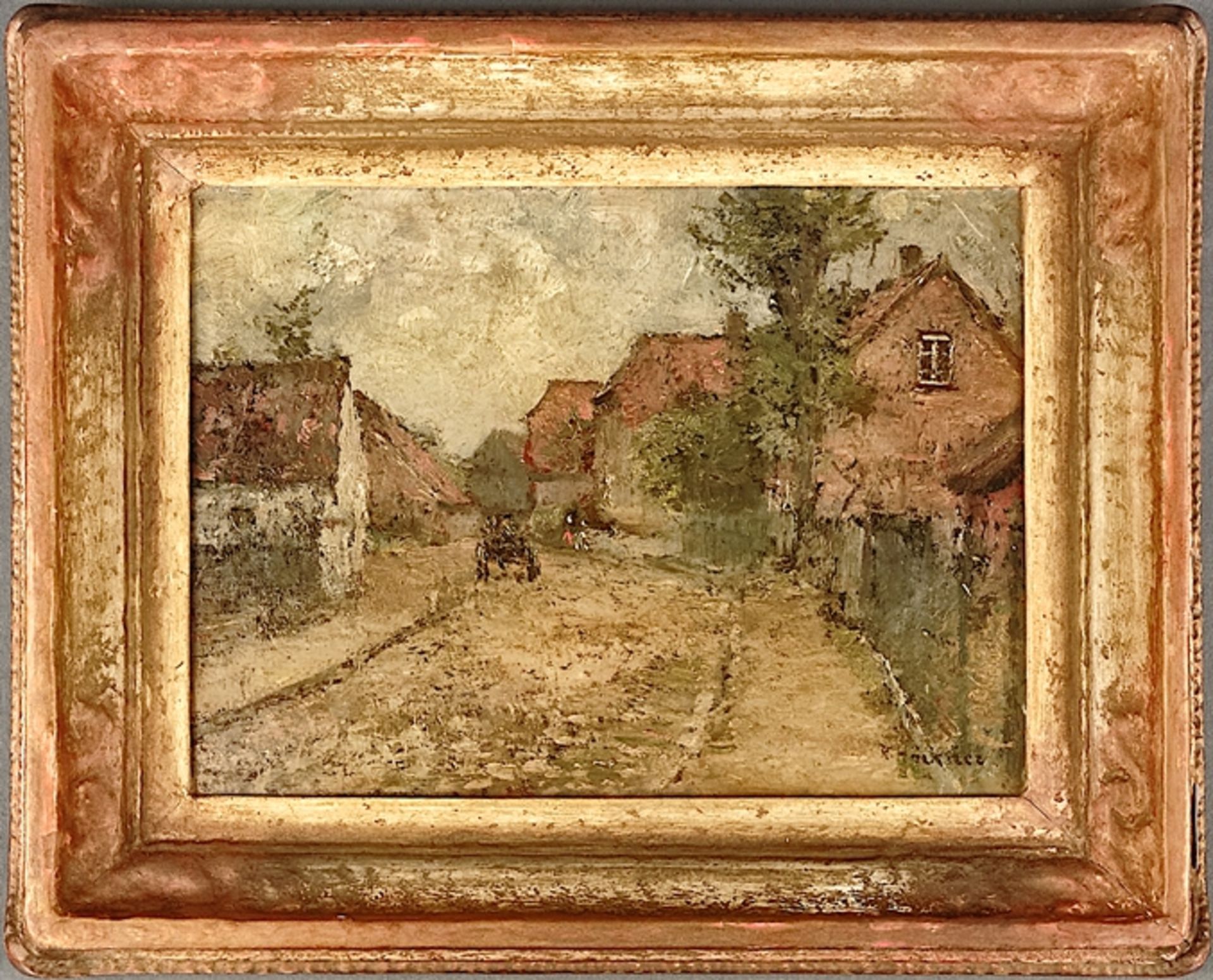 Höckner, Rudolf (1864 Wolkenstein - 1942 Bad Mergentheim) "Dorfstraße", mit Personenstaffage, recht - Bild 2 aus 4