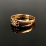 Diamant-Ring, 750/18K Gelbgold, 2,86g, blumenförmig eingefasst, Ringgröße 55