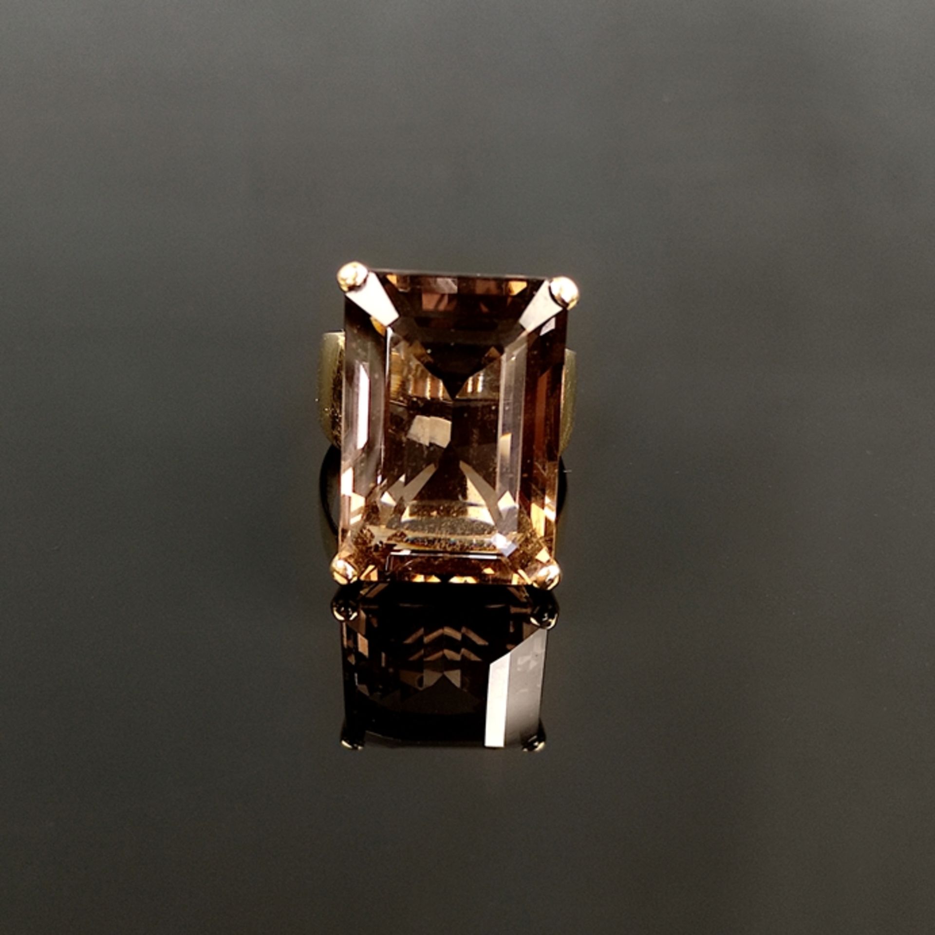 Großer Rauchquarz-Ring, 750/18K Gelbgold, Gesamtgewicht 18,25g, großer facettierter Rauchquarz, sch - Bild 2 aus 2
