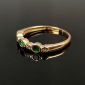 Smaragd-Brillant-Ring, 585/14K Gelbgold, 1,63g, Ringgröße 56
